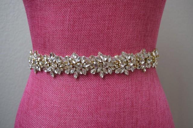 Full Length Gold Rhinestone Bridal Belt 