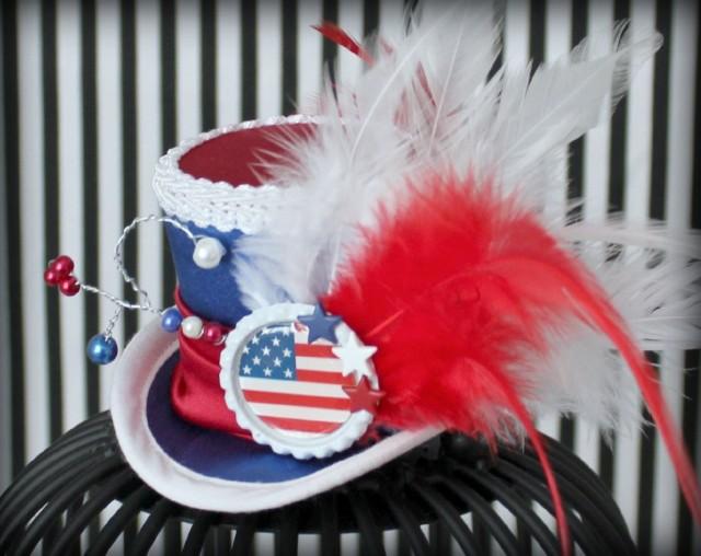 4th Of July Mini Top Hat Red White And Blue Headband 4th Of July
