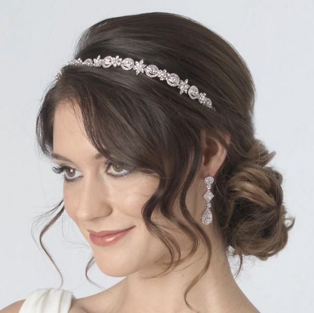 Vintage Antique Silver Bridal Headband, Art Deco Embellished Headband