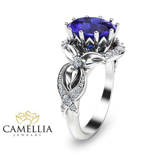 Tanzanite Engagement Ring14K White Gold Oval Tanzanite Engagement Ring