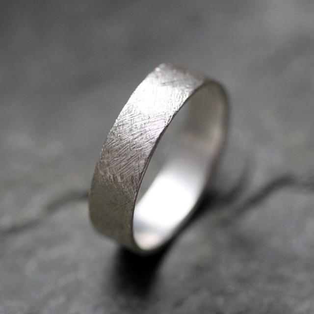 Textured Wedding Band Ring - Recycled Sterling Silver ...