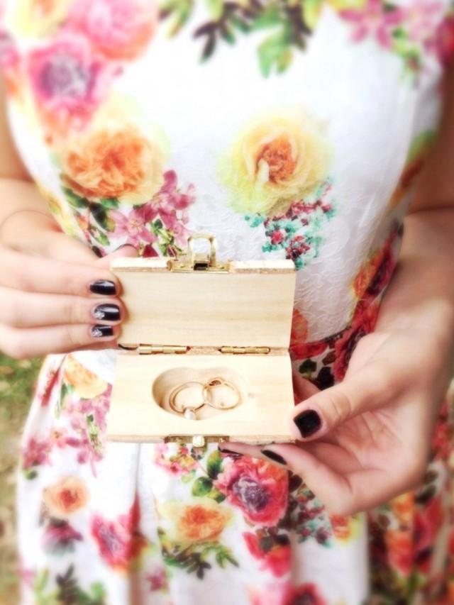 Heart Wedding Ring Box, Custom Wood Wedding Ring Bearer Box 2520880