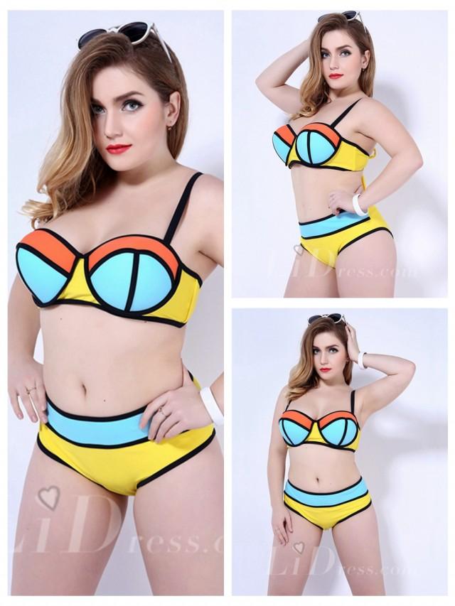 yellow high waisted bikini plus size
