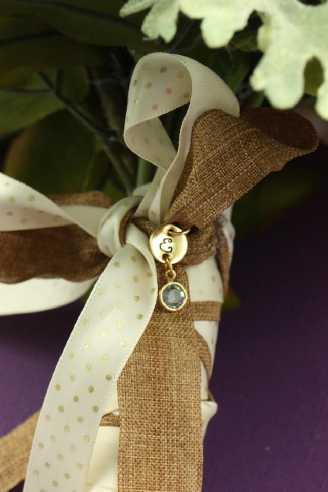 Personalized Bouquet Charm Wedding Bouquet Gold Bouquet Charm