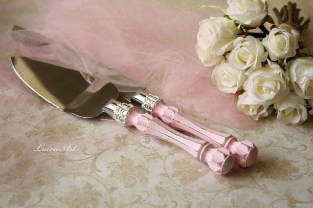 Blush Pink Wedding Cake Server Set Knife Cake Cutting Set