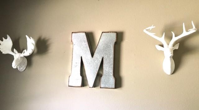 Large Galvanized Metal Letter Rustic Letters Wall Letter