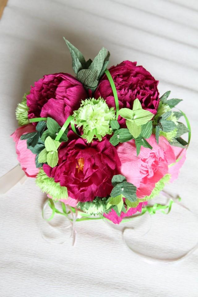 1 Peonies Bouquet Wedding Peonies roses Bridal Bouquet Crepe Paper
