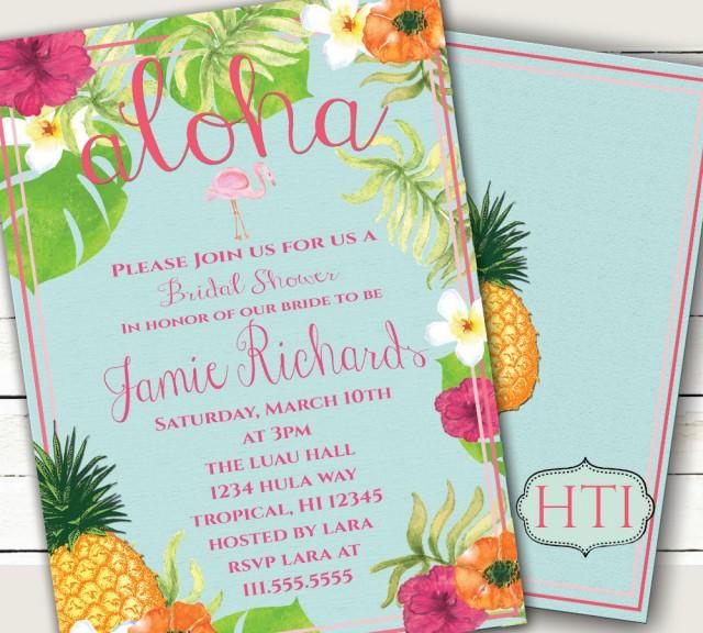 Orange Hawaiian Tropical Luau Personalised Party Invitations