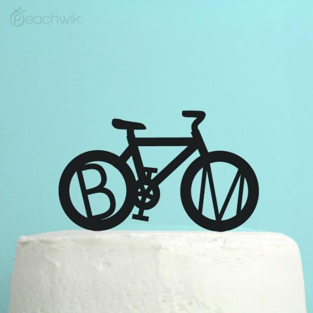 Personalized Wedding Cake Topper Bicycle Monogram Initials Cake