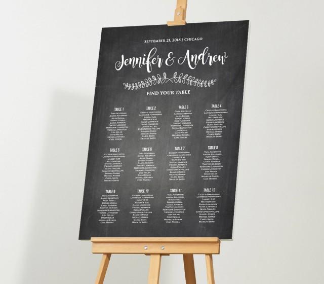 Wedding Seating Chart Template, Editable PDF, DIY Rustic Vine