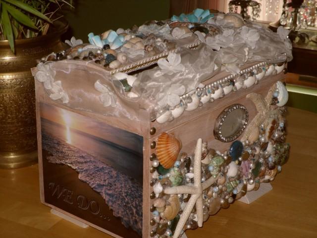 Wedding Card Box Seashell Ocean Beach Theme Swarovski