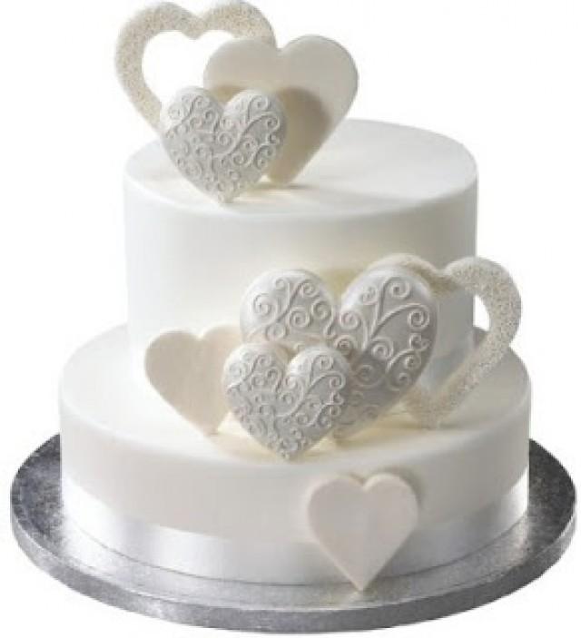Edible Sugar Hearts With Embossed Pattern Wedding Emgagement