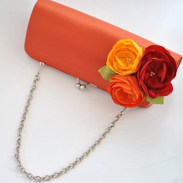Fall Wedding Burnt Orange_Bright Red_Orange_Dandelion Yellow Custom Clutch Wedding Clutch