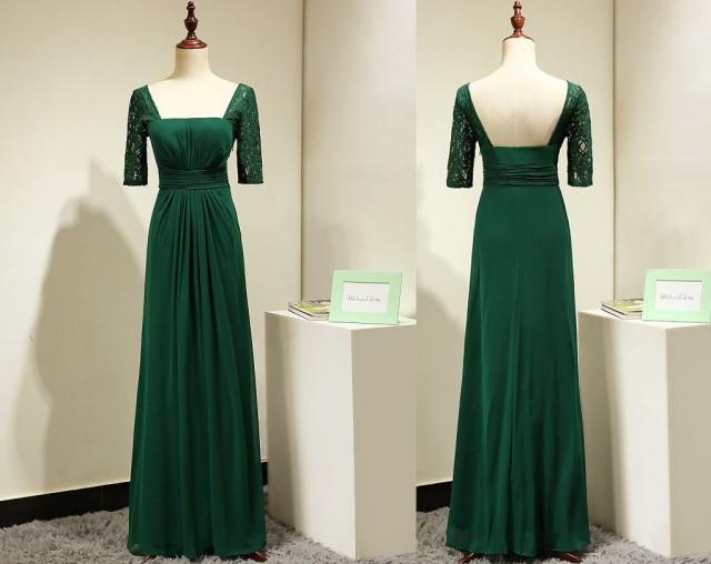 emerald green long sleeve bridesmaid dress