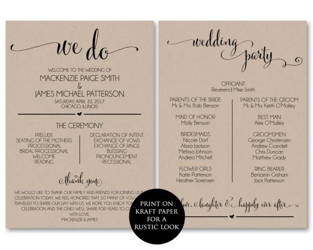 Wedding Program Template Wedding Program Printable We Do Ceremony 