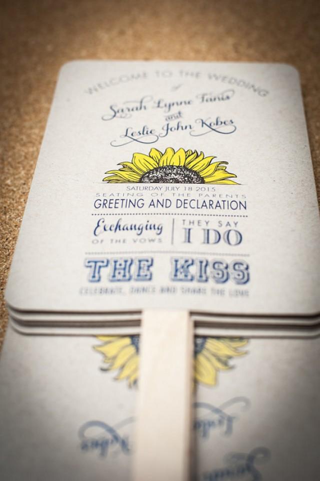 DIY Wedding Program Fan Kit, SUNFLOWER, Order Of Service Fan, Wedding