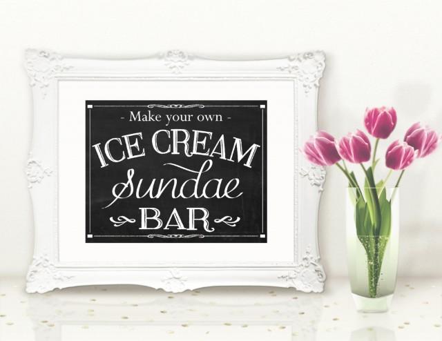Ice Cream Bar 8x1016x20\u201d Chalkboard Style Printable Instant Download Ice Cream Sign Create Your Own Ice Cream Sundae Bar Sundae Sign