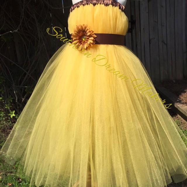 sunflower yellow flower girl dresses