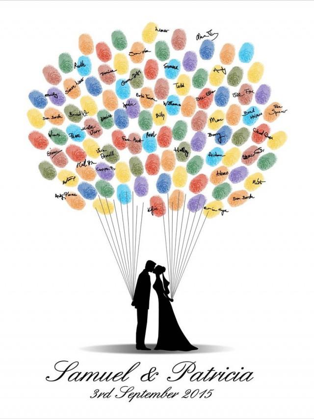 Wedding Guest Book, Fingerprint Guest Book, Digital Printable JPEG