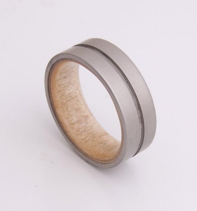 Titanium And Maple Birdeye // Mens Wood Rings //wood Wedding Band //Men