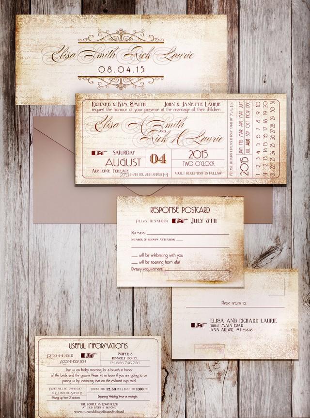 TICKET STUB PRINTABLE Wedding Invitation Ticket Stub Wedding Save The