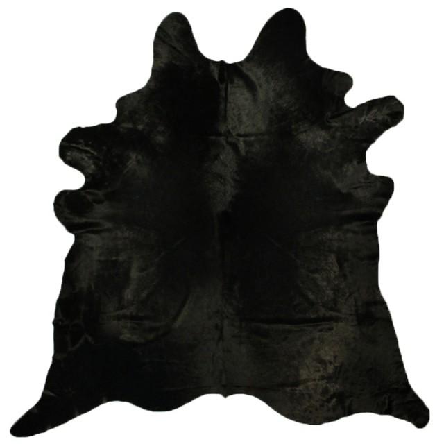 Black Hair Natural Cow Skin Solid Black Cowhide Rug By Sevenhillsrug