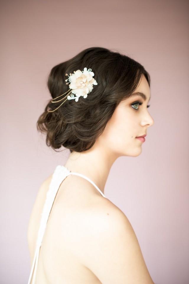 Rose Gold Floral Chain, Wedding Flower, Floral Headpiece, Rose Gold