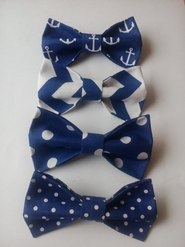 Men's Bow Ties Four Navy Blue Bowties Nautical Kids Bow Ties Navy Polka
