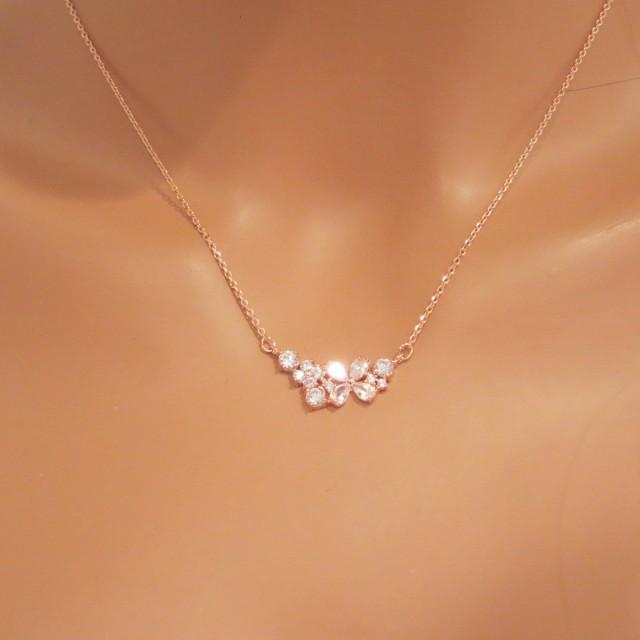 Simple Rose Gold Necklace, Bridal 