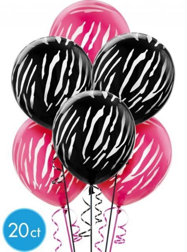 Latex Black & Pink Zebra Print Balloons Party City 2528011 Weddbook
