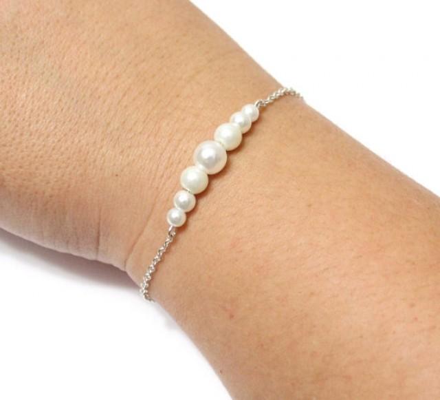 Sterling Silver Bracelets, Bridesmaid Pearl Bracelets, Sterling Silver