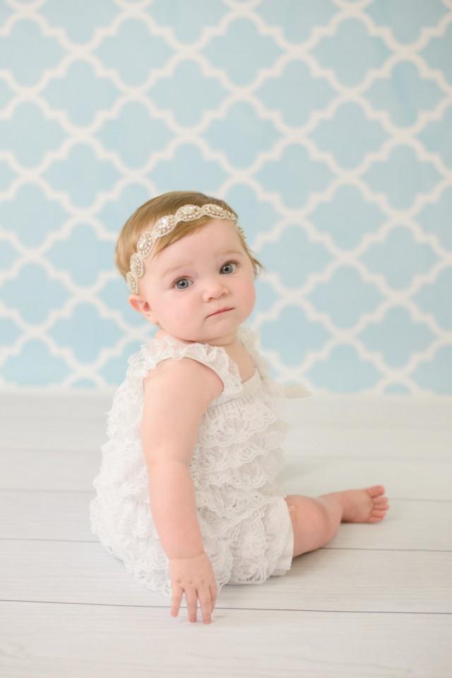Flower Girl Headband, Baby Rhinestone Headband, Newborn Headband