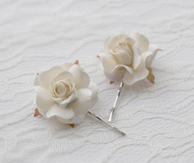 white rose hair clip