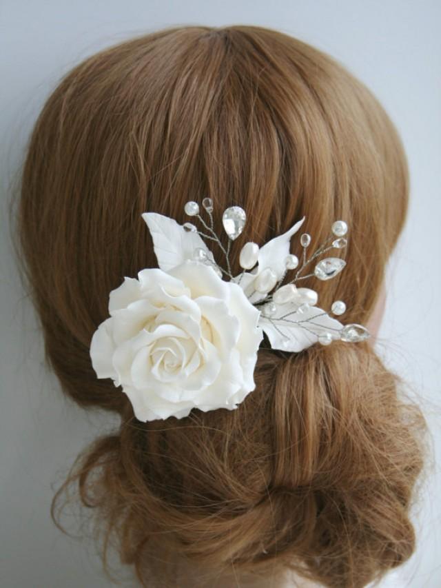 Ivory Wedding Hair Comb Wedding Flower Comb Ivory Rose Wedding Hair Flower Bridal Hair Comb