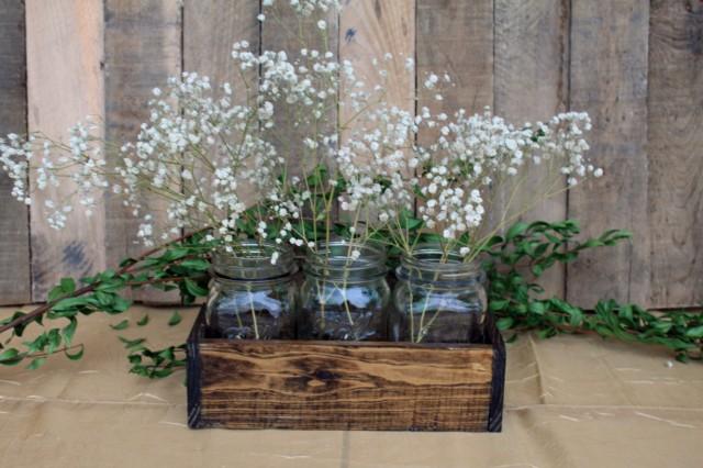 Wood Crate Centerpiece Wedding Centerpiece Wood Crate With Mason