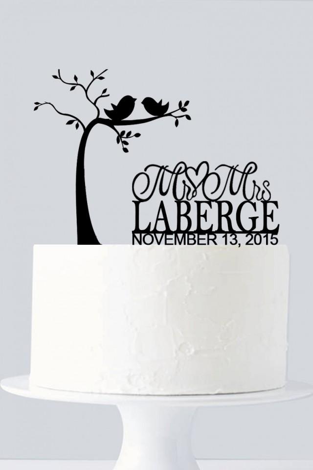 Love Tree Cake Topper Custom Last Name And Date Mr And Mrs Love