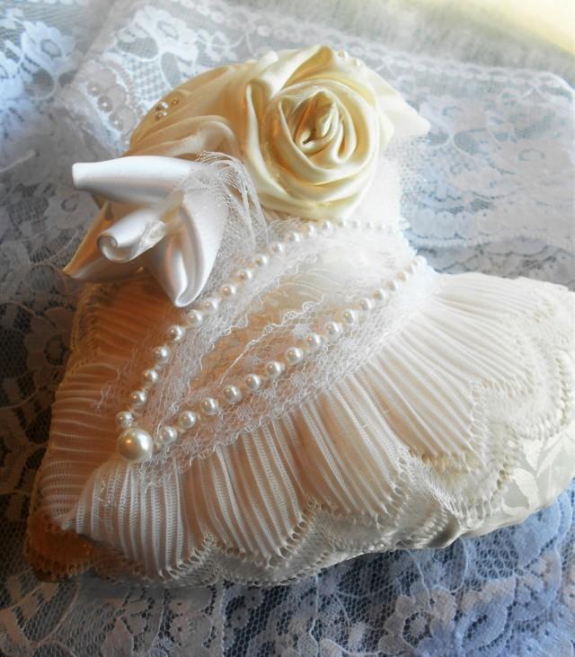 Ring Pillow, Bridal Ring Pillow, Ring Bearer Pillow, Wedding, Lace And