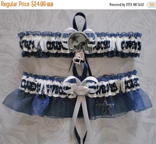 Summer Sale Dallas Cowboys Fabric White And Blue Wedding Garter