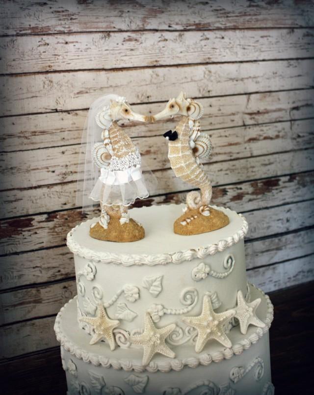 Seahorse Wedding Cake Topper Beach Wedding Kissing Seahorse Couple