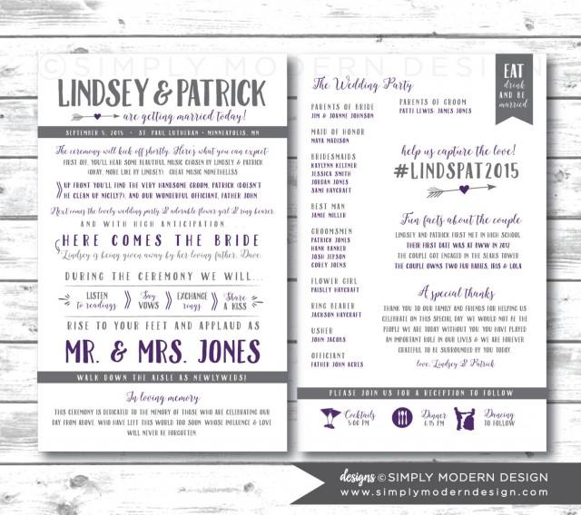 Rustic Double Sided Wedding Program Arrows Wedding Program Fan