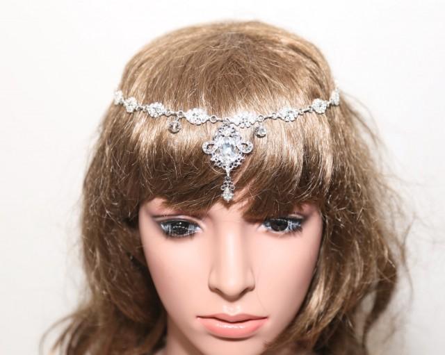 Rhinestone Bridal Hair Chains Draping Crystal Head Chains Headpiece Crystal Art Deco Wedding 6080