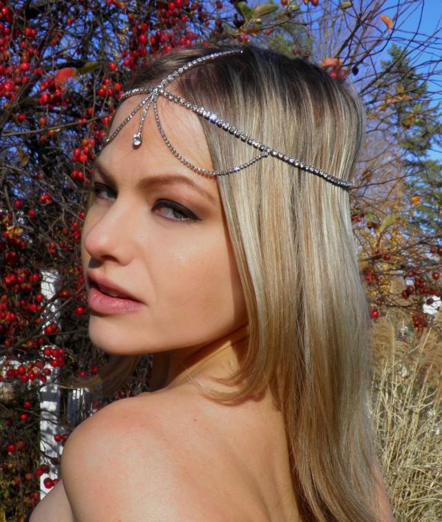 Wedding Headpiece, Goddess Headpiece, Chain Gold Headpiece Bridal BOHO