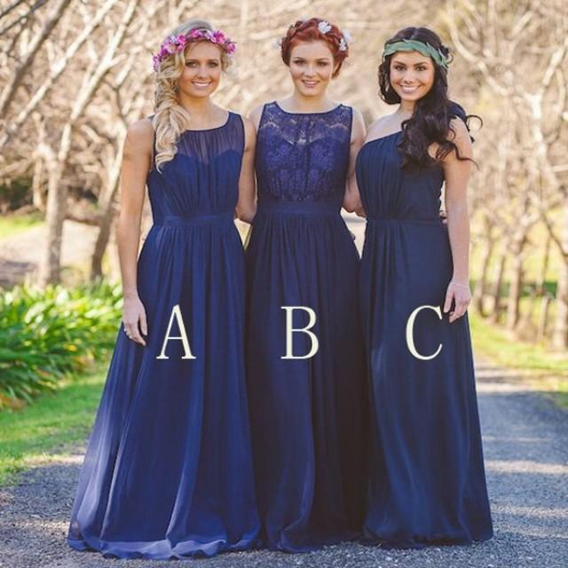 dark blue bridesmaid dresses long