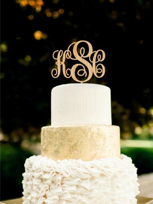 Wedding Cake Topper Monogram Wood Cake Topper Custom Rustic Cake Topper ...