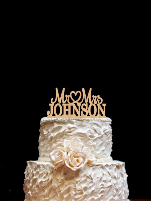 Wood Cake Topper Mr Mrs Wedding Cake Topper Last Name Personalized Cake