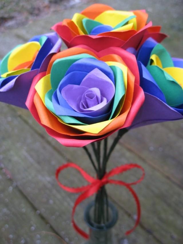 Rainbow Roses, Half A Dozen. Red, Orange, Yellow, Green, Blue, Purple