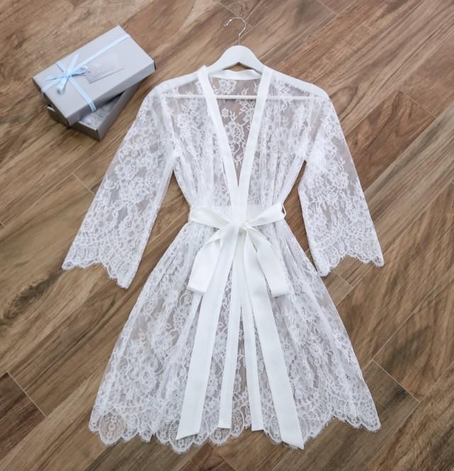 lace dressing gown white