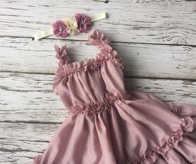 dusty rose pink flower girl dresses
