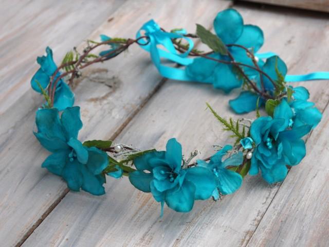 Blue Floral Hair Tie - wide 9