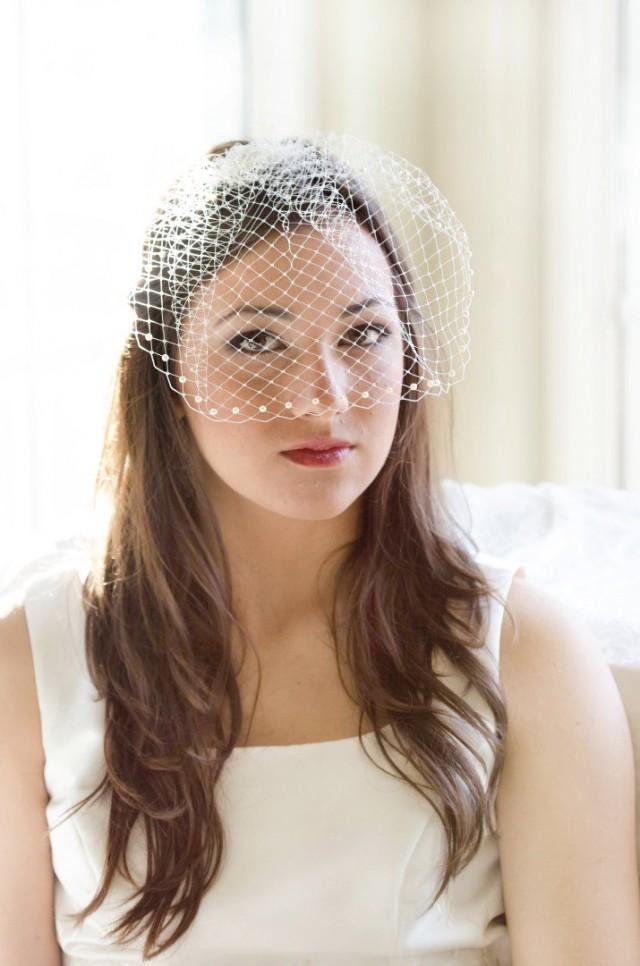 Wedding Birdcage Veil, Bridal Bird Cage Veil, White, Ivory, Beige, Pink